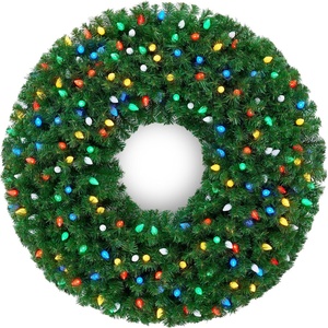 image:imageBest Choice Products 48in Large Artificial PreLit Christmas Wreath with Twinkling C7 Bulbs Retro Spruce Decor Nostalgic Holiday Accent Decoration w 200 LED Lights 714 PVC Tips48in