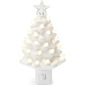 image:imageBest Choice Products 67in Ceramic Christmas Tree Nightlight Plug in Hand Painted Night Lamp Nostalgic Light Holiday Decor  GreenWhite