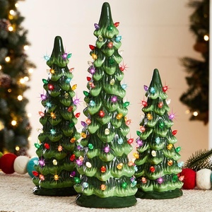 image:imageBest Choice Products Set of 3 Ceramic Christmas Trees PreLit HandPainted Tabletop Pinkmas Holiday Decoration wPink Bulbs LED Lights  PinkGreen W Multicolor Lights