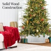 image:imageBest Choice Products 36in Christmas Tree Collar Solid Wood Slatted Tree Skirt Holiday Accessory for Home  ChestnutWhite