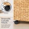 image:imageBest Choice Products Large Double Laundry Hamper WRolling Wheels Natural Handwoven Hyacinth Open Laundry Basket W 2 Compartments Washable Liner amp Handles Portable 32 Gallon 120L  NaturalNatural