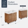 image:imageBest Choice Products Large Double Laundry Hamper WRolling Wheels Natural Handwoven Hyacinth Open Laundry Basket W 2 Compartments Washable Liner amp Handles Portable 32 Gallon 120L  NaturalChestnut