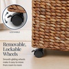 image:imageBest Choice Products Large Double Laundry Hamper WRolling Wheels Natural Handwoven Hyacinth Open Laundry Basket W 2 Compartments Washable Liner amp Handles Portable 32 Gallon 120L  NaturalChestnut