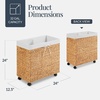 image:imageBest Choice Products Large Double Laundry Hamper WRolling Wheels Natural Handwoven Hyacinth Open Laundry Basket W 2 Compartments Washable Liner amp Handles Portable 32 Gallon 120L  NaturalNatural