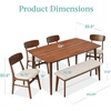 image:imageBest Choice Products 6Piece Wooden Dining Set MidCentury Modern Table amp Upholstered Chair Set wBench Seat Rubberwood Legs  WalnutCreamWalnutCream