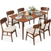 image:imageBest Choice Products 6Piece Wooden Dining Set MidCentury Modern Table amp Upholstered Chair Set wBench Seat Rubberwood Legs  WalnutCreamWalnutCream