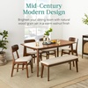 image:imageBest Choice Products 6Piece Wooden Dining Set MidCentury Modern Table amp Upholstered Chair Set wBench Seat Rubberwood Legs  WalnutCreamWalnutCream