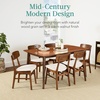 image:imageBest Choice Products 6Piece Wooden Dining Set MidCentury Modern Table amp Upholstered Chair Set wBench Seat Rubberwood Legs  WalnutCreamWalnutCream