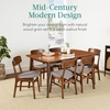 image:imageBest Choice Products 6Piece Wooden Dining Set MidCentury Modern Table amp Upholstered Chair Set wBench Seat Rubberwood Legs  WalnutCreamWalnutGray