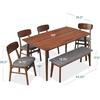 image:imageBest Choice Products 6Piece Wooden Dining Set MidCentury Modern Table amp Upholstered Chair Set wBench Seat Rubberwood Legs  WalnutCreamWalnutGray