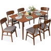 image:imageBest Choice Products 6Piece Wooden Dining Set MidCentury Modern Table amp Upholstered Chair Set wBench Seat Rubberwood Legs  WalnutCreamWalnutGray
