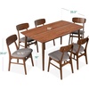 image:imageBest Choice Products 6Piece Wooden Dining Set MidCentury Modern Table amp Upholstered Chair Set wBench Seat Rubberwood Legs  WalnutCreamWalnutGray