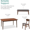 image:imageBest Choice Products 6Piece Wooden Dining Set MidCentury Modern Table amp Upholstered Chair Set wBench Seat Rubberwood Legs  WalnutCreamWalnutGray