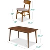 image:imageBest Choice Products 6Piece Wooden Dining Set MidCentury Modern Table amp Upholstered Chair Set wBench Seat Rubberwood Legs  WalnutCreamWalnutGray