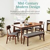 image:imageBest Choice Products 6Piece Wooden Dining Set MidCentury Modern Table amp Upholstered Chair Set wBench Seat Rubberwood Legs  WalnutCreamWalnutGray
