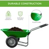 image:imageBest Choice Products DualWheel Home Utility Yard Wheelbarrow Garden Cart wBuiltin Stand for Lawn Gardening Construction  Dark GrayBright Green