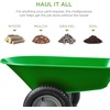 image:imageBest Choice Products DualWheel Home Utility Yard Wheelbarrow Garden Cart wBuiltin Stand for Lawn Gardening Construction  Dark GrayBright Green