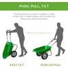 image:imageBest Choice Products DualWheel Home Utility Yard Wheelbarrow Garden Cart wBuiltin Stand for Lawn Gardening Construction  Dark GrayBright Green