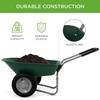 image:imageBest Choice Products DualWheel Home Utility Yard Wheelbarrow Garden Cart wBuiltin Stand for Lawn Gardening Construction  Dark GrayGreen