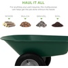 image:imageBest Choice Products DualWheel Home Utility Yard Wheelbarrow Garden Cart wBuiltin Stand for Lawn Gardening Construction  Dark GrayGreen