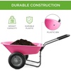 image:imageBest Choice Products DualWheel Home Utility Yard Wheelbarrow Garden Cart wBuiltin Stand for Lawn Gardening Construction  Dark GrayPink