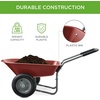 image:imageBest Choice Products DualWheel Home Utility Yard Wheelbarrow Garden Cart wBuiltin Stand for Lawn Gardening Construction  Dark GrayRed