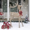 image:imageBest Choice Products 5ft 3D PreLit Gold Glitter Christmas Reindeer Buck Holiday Yard Decoration w 150 LED Lights Red Bow Stakes amp Zip Ties