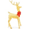 image:imageBest Choice Products 5ft 3D PreLit Gold Glitter Christmas Reindeer Buck Holiday Yard Decoration w 150 LED Lights Red Bow Stakes amp Zip Ties