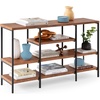 image:imageBest Choice Products Large Console Table 4Tier 55in Rustic Industrial Sofa Table Storage for Living Room Entryway Foyer Hallway wEVA NonScratch Feet Steel Frame  GrayBrown