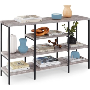 image:imageBest Choice Products Large Console Table 4Tier 55in Rustic Industrial Sofa Table Storage for Living Room Entryway Foyer Hallway wEVA NonScratch Feet Steel Frame  GrayGrey